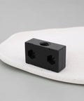 Two Pack 8mm Lead Screw Nut Block For OpenBuilds 3D Printer Workstations, black aluminum, smooth linear motion, front view