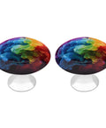 No Fuss 2 Pack Round Cabinet Knobs And Pull Handles For Kitchen Drawer Hardware 1.1 Inch Rainbow Smoke Stainless Steel with glossy finish