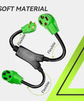 Green 4 Prong Dryer Splitter 30 Amp NEMA 14-30P To Dual 14-30R Y Receptacles with flexible design.
