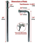 Universal Muffler Hanger Kit 16 Piece With 10mm Weld On Rods showing rod dimensions and measurement details.