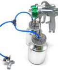 Heavy Duty Double Nozzle Paint Spray Gun With 1200 Rpm Pneumatic Feed And 1.3 Mm Tips, dual nozzle design with stainless material for smooth finishes.