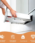 Person installing a drawer with 1 Pair 21 Inch Undermount Drawer Slides With Full Extension Hidden Rails Soft Close Bottom Mount system.