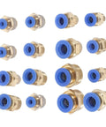 Pneumatic Quick Connect Fittings Kit 16Pcs PC Thread Straight Tube Connectors Crimp Fittings For Air Tools Hose Repair And Supply Pro Grade For Industrial And Workshop Use With Leak Free Connection, brass straight fittings