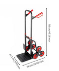 Foldable Transport Cart With Stair Climber Hand Truck Six Wheel System Lets You Roll Up Stairs And Curbs Carbon Steel Frame Comfortable Ergonomic Handles Ideal For Couriers Deliveries And Apartments Heavy Lifting Made Easy, 115 cm tall
