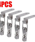 4 Pack 90 Degree Duck Mouth Hook Lock Hasp Set, Silver Metal Spring Latch Catch For Cabinets And Wooden Boxes, Quick Release