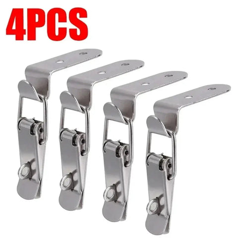 4 Pack 90 Degree Duck Mouth Hook Lock Hasp Set, Silver Metal Spring Latch Catch For Cabinets And Wooden Boxes, Quick Release