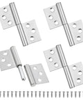 3 Inch Stainless Steel Lift Off Hinges Set Of 4 With Mounting Screws For Cabinets And Doors, showing four durable hinges and screws.