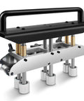 Three Station Roller Bender for metal roofing and sheet metal, adjustable 0 to 90 degrees, 13 to 130mm bending capacity, heavy duty tool.