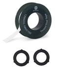 Front view: Morvat thread seal tape roll, white PTFE tape, with two black washers