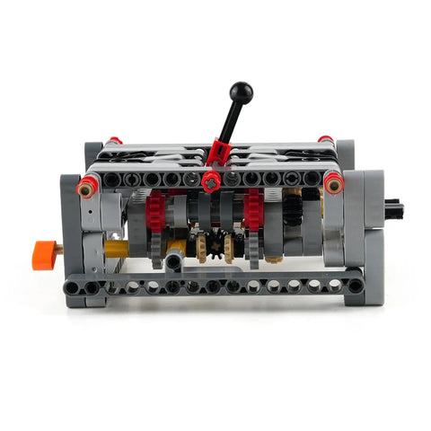 Level Up Your Build Game With Rock Solid 5 Plus 1 Speed With Reverse Transmission Gearbox Building Blocks Kit, detailed view of gearbox assembly.