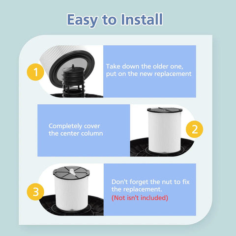VF4000 Replacement Vacuum Filter 2 Pack For Wet Dry Vacs easy installation guide in steps with visual instructions