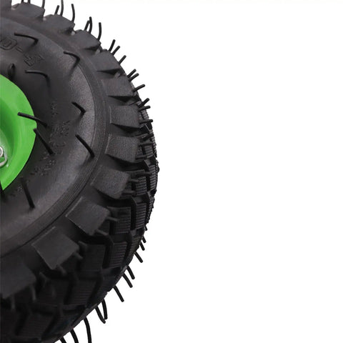 Close-up of a 10 Inch Heavy Duty Pneumatic Caster featuring smooth cruising black rubber air tires for heavy loads.