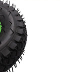 Close-up of Heavy Duty 10 Inch Pneumatic Caster Wheels Set Of 4 Featuring 2 Swivel And 2 Rigid Rollers With Air Filled Rubber Tires.