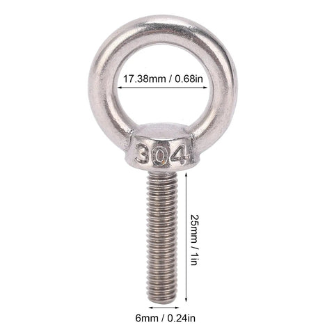 10 Pack M6x25 Eye Bolts Made From 304 Stainless Steel Beefy Heavy Duty Lifting Rings For Swing Sets Tie Downs Outdoor Gear Rustproof Silver Fasteners For Secure Hanging And Hoisting, 6mm x 25mm