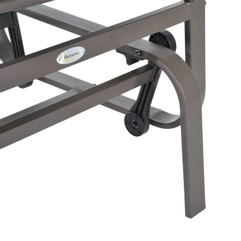 Close-up of Outdoor Glider Chair For Patio With Smooth Gliding Mechanism And Lightweight Construction showcasing steel frame.