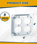 8 Pack 4x4 Inch Metal Receptacle Box Covers For Square Exposed Work Receptacles 4 Inch Electrical Boxes 2 Duplex Fits