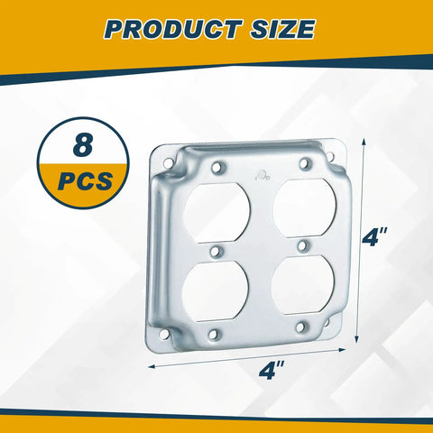 8 Pack 4x4 Inch Metal Receptacle Box Covers For Square Exposed Work Receptacles 4 Inch Electrical Boxes 2 Duplex Fits