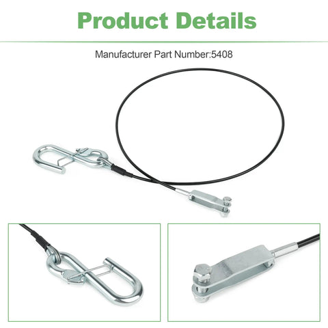 Beefed Up Trailer Brake Hydraulic Surge Actuator Breakaway Cable Assembly For DA10 DA16 DA20 DA91 Actuators 3/32 Inch Cable