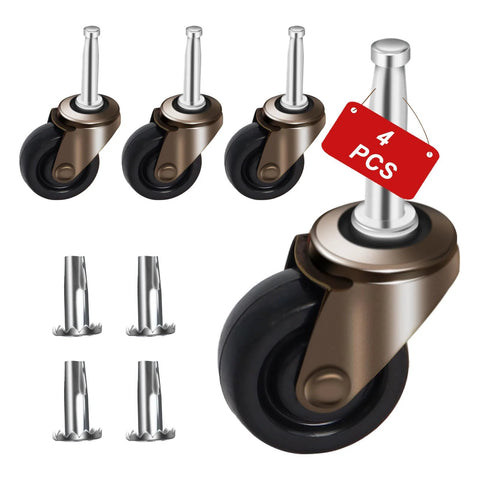 Antique Style Furniture Casters Set Of Four With One And Five Eighths Inch Stem and Three Quarter Inch Socket Replacement