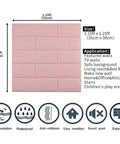 Diagram showing dimensions of Pink 3D Peel And Stick Wall Panels Pack Of 20 Self Adhesive Waterproof Brick Foam For Interior Walls, 29 Sq Ft Coverage, Printable Wallpaper Sticker For Easy Install And Modern Home Decor Makeover.
