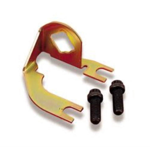 Gold Anodized Beefy Kickdown Cable Bracket For Intake Manifold Mount Steel Construction With Hardware Eases Throttle Cable And Return Spring Install Fits Carburetors, gold steel bracket with bolts