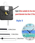 Two Pack No Tick Wall Clock Movements Kit With Five Short Hands, Battery Powered Quartz Mechanisms For DIY Repair, Style 5
