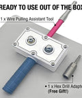 Hot Stuff Electrician's Wire Pulling Assistant Gets You Paid Faster With This Bad Brushless Wireless Handheld Cable Feeder Tugger tool with grip and hex drill adapter.