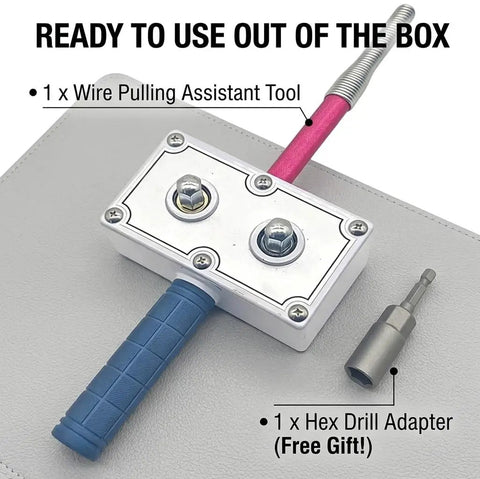 Hot Stuff Electrician's Wire Pulling Assistant Gets You Paid Faster With This Bad Brushless Wireless Handheld Cable Feeder Tugger tool with grip and hex drill adapter.