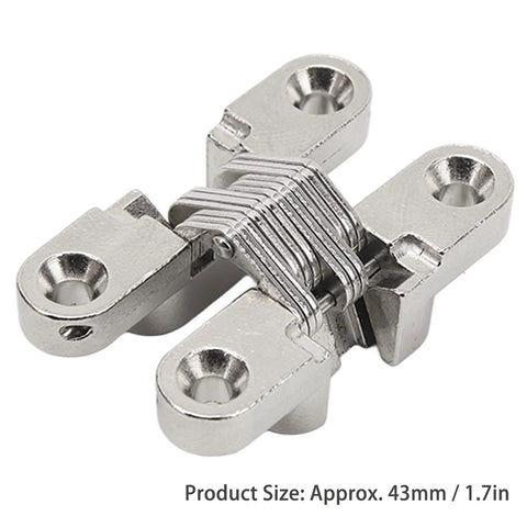 Mini Cross Hidden Hinge Set 4Pcs 43mm Zinc Alloy 180 Degree Swing Invisible Door Hinge close-up