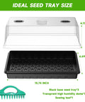 Seed Starter Tray Kit For Seedlings With 4.72 Inch Humidity Domes showing tray dimensions and included sowing tool.