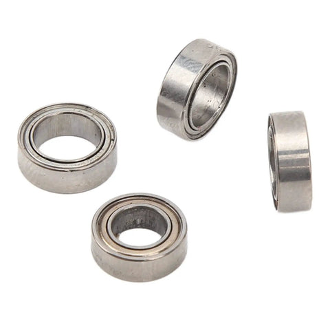 Premium Steel RC Ball Bearings Deliver Slick Low Friction Rolling And Gnarly Track Performance For Tough 1/16 Scale Remote Control Rigs Compatible With Scy Repair Kits - close-up of four steel ball bearings.