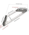 Built Tough Stainless Steel Corner Braces 40 Piece Set showing large angle brackets with measurements for shelving support.