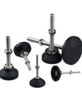 Zero Wobble Adjustable Furniture Leveling Feet Four Pack With Swivel Nylon Grip Pads And Tough Carbon Steel Core in various sizes.