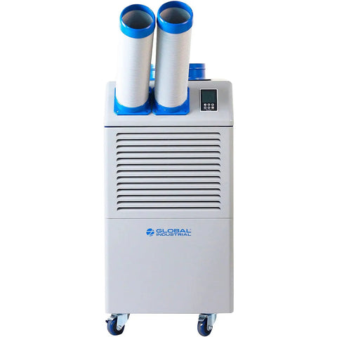 Heavy Duty Portable Air Conditioner Smashes Summer Heat With 13200 BTU Cooling For Up To 355 Sq Ft Rooms with twin nozzles.