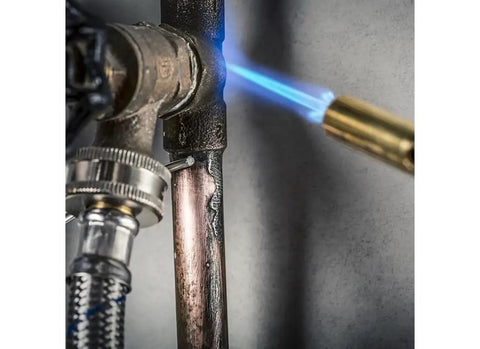 Pencil Flame Propane Torch Head For Precise Soldering, Thawing And Small Heat Jobs applying heat to copper pipe joint