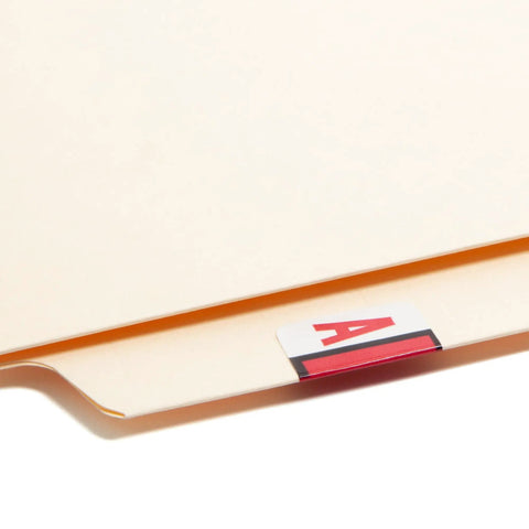 Bar Style Color Coded Alphabetic Label A Red Roll With 500 Labels Per Roll In Dispensing Box For Super Easy Peel And Apply Wraparound Solid Color Bar With White Background Compatible With Tab Products 1283 Series on folder