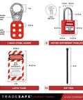 Image of Worksite Ready Lockout Tagout Station Kit with padlocks, hasps, tags, and zip ties from OSHA compliant industrial grade lockout board