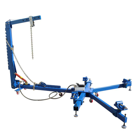 Car Frame Corrector And Straightener Puller, 10 Ton Hydraulic Frame Repair Tool For Auto Body Restoration, blue frame