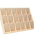 Top Shelf Wooden Jewelry Display Tray With Plush Velvet Lining For Earrings Bangles And Necklaces 18 Slot Pine Wood Storage Rack with 18 compartments.