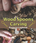 Go-To Wood Carving Logbook For Spoons Projects And Creations cover with carved spoon and wood chips