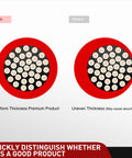 Comparison of uniform vs uneven thickness in Heavy Duty 7 Way Trailer Extension Cable, 10 Feet, 14 Gauge 7 Conductor RV Standard Wire