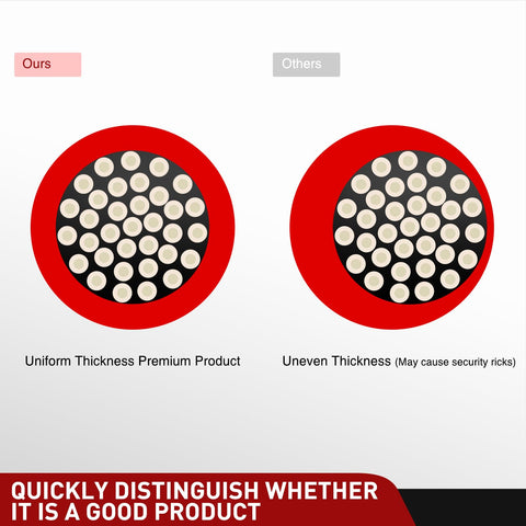 Comparison of uniform vs uneven thickness in Heavy Duty 7 Way Trailer Extension Cable, 10 Feet, 14 Gauge 7 Conductor RV Standard Wire