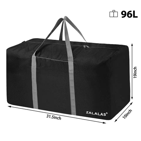Ultra Spacious 96L Travel Duffle Bag For Men And Women, Lightweight, Waterproof And Durable, Extra Large, Black With Two Way Zippers
