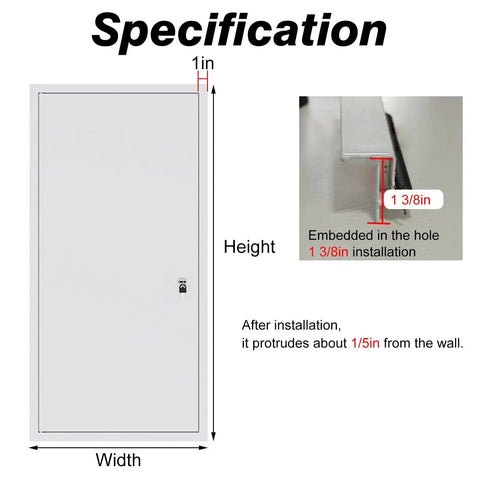Custom Size Lockable Aluminum Access Door Panel Recessed Inspection Door Drywall Ready dimensions and installation details