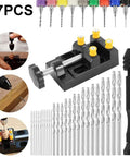 37 Piece Pin Vise Hand Drill Kit For Jewelry Making Mini Manual Drill Set showing pin vise, bench vise, and micro drill set