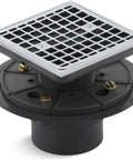 Clearflo Tile-In Shower Drain With Removable Grid Plate, 2 In and 3 In PVC Connections, corrosion-resistant black collar