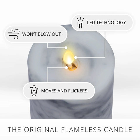 Cozy Marble LED Candle With Realistic Moving Flame Battery Operated And Unscented Remote Ready Not Included Safe Home Decor Glow
