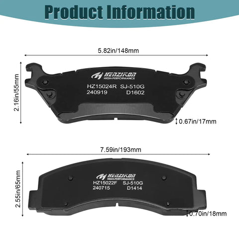 Ford F-150 Ceramic Front And Rear Brake Pad Kit With Hardware For 2012 2014 F-150 With 6 Lug Or 7 Lug Rotors And 2015 2020
