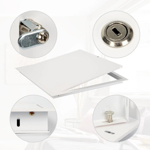 Dead Nuts Secure 24X24 Inch Flush Access Panel Door With Tough Galvanized Frame And Smooth Cam Latch, showing smooth cam latch mechanism.