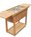 Solvang Teak Bar Cart With Extendable Beverage Tub And Locking Wheels For Outdoor Patio Entertaining Go To Option Teak Wood Beverage Center